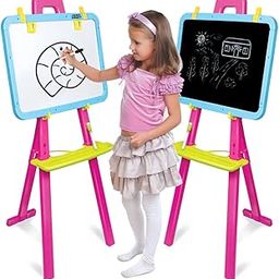 Amazon Brand - Jam & Honey Easel Board I 5 in 1 Easel I with Alphabets & Numbers i Education Toy for 3+ Year Kids (Magenta & Sky Blue)-13