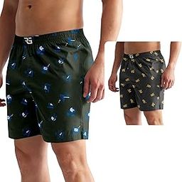 Men's Multicolor Cotton Blend Assorted Boxer Shorts| Regular Fit | Elasticated Waistband | Back Pocket | Mens Boxers|Pack of 2-image-63