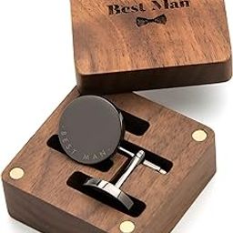 Engraved Best Man Cufflinks & Wood Gift Box Set - Wedding Day Cuff Link Gift for the Best Man-image-43