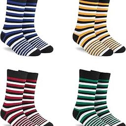 Stripes Men & Women Crew Length Socks (Pack of 4 Pairs; Multicolour; Combed Cotton; Anti Odour) Free Size (Shoe Size India/UK 7-12)-picture-12