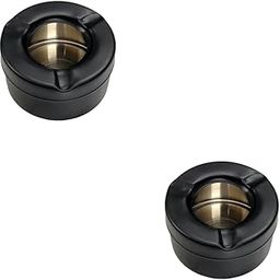 Stainless steel Ash Tray For Cigarette, Cigar Smoking For Home, Car, Balcony, Crystal Clear Big Size Square Ash Tray Box, Set of (2) Black-image-33