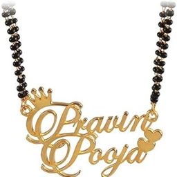 Personalized Couple Name Mangalsutra Gold plated Mangalsutra Name pendant Customized Jewelry Gifts for Women Wife with Chain Set of 1 (Couple Name)-image-35
