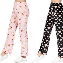 Women's & Girl's Wool & Velvet Plain/Solid and Printed Pajama Lounge Pant Free Size (26 Till 34) Pack of 2 Multicolour-picture-26
