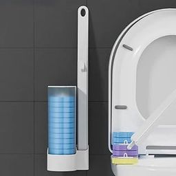 Disposable Toilet Cleaning System With Brush Refills, 12pcs Refills, Brush and Holder Set, Bathroom Accessory Sets, Household Products (White Set)-image-15