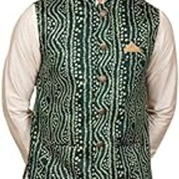 Men's Nehru Jacket, Grey Cotton Blend, Printed Regular Fit Mandarin Collar Long Sleeves-13