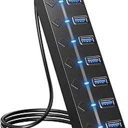 Shrux USB Hub 3.0 7-Port USB Splitter with Independent On/Off and Light Expansion Adapter Compatible for MacBook, Laptops, Surface Pro, PS4, Flash Drives, External Hard Drive Notebook Dock – 1Pcs-image-27