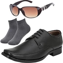 Fashionable l Men Black Lace Formal Shoes with Dark Gray & Women Gaga Brown-image-87