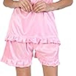 Women/Girls Satin Nightwear Set of 2Pcs Top & Shorts Nightwear/Night Suit/Loungewear (Top & Shorts) Pink-image-24
