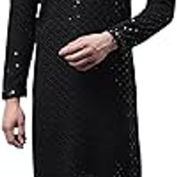 Mens Chikankari Embroidered and Sequence Kurta Churidar Set-picture-5