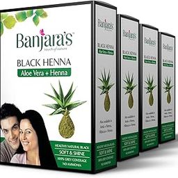 Banjara's Black Henna with Aloevera 50gms (5 * 10gms), Pack of 4-11
