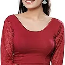 vamas Women's Cotton Lycra Non-Padded Stretchable 3/4 Sleeve Saree Blouse (A-16.N)-picture-9