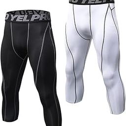 Men’s Leggings Fitness Pants 2 Pairs Pack Quick Dry Workout Sports Tight Trousers Base Layer Basketball Training-image-3
