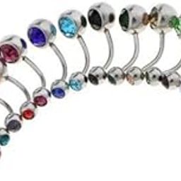 CALANDIS™ 3x15 Pieces Stainless Steel Belly Ring Crystal Barbell 14g | Body Piercing Jewelry | Body Jewelry | Fashion Jewelry-image-3