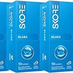 Skore Blues Coloured Monthly Pack Condoms with Extra Lubrication 30s (3x10)-23