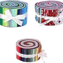 ATORSE Craft Kits 3X Roll Up Cotton Fabric Strips Jelly Rolls Quilting Craft Fabric Pure Color-Crafts- Fabric-image-17