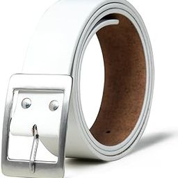 Men's White Leather Belt - 40mm Wide Casual Belt for Men | Stylish Durable Strap with Polished Metal Buckle-picture-18