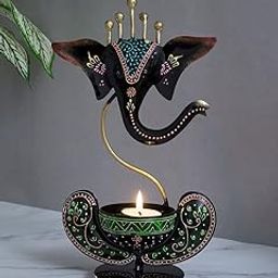 RDK SON'S® Metal Ganesha Candle Holder for Decoration Tealight Candle Holder Diwali Decorative Candle Stand for Home Decor & Gift (Black)-image-6