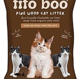 Tito Boo® Eco Friendly Pinewood Cat Litter | Flushable Cat Litter Organic Pine Trees | Odour Control for Cat and Kitten | Non Clumping | Safe & Gentle on Paws -5.5Kg (Pack of 1 Total - 5.5Kg)-image-1