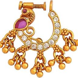Ruby-White Gold Plated Ethnic 92.5 Pure Silver Temple Nath - 416880-image-79