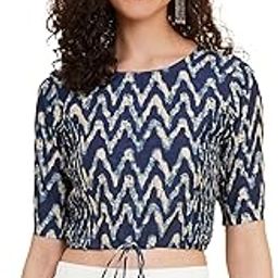 Women's Cotton Zig-Zag Printed Regular Regular Fit Short Sleeve Blouse-picture-11