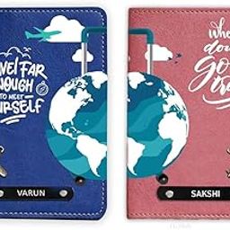 Unisex-Adult Travelling Together: Customized Couple Passport Cover Set | Honeymoon Gifts, Travel Essentials | Personalised Travel Printed Quotes for Couples Gifts for Couples (Design 1)-image-33
