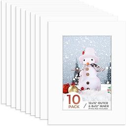 Frametory, 12x16 Photo Mat with White Core Bevel Edge 7.5x11.5 Openings, Acid Free Framing Matte for 8x12 Pictures, 4-ply Thick White Paper Mats Pack of 10-image-76