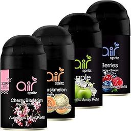 Air Spritz 225ml Freshmatic Automatic Air Freshener Refill (GREEN APPLE | RIPE BERRIES | CHERRY BLOSSOM | MUSKMELON - Pack of 4) | Automatic Room Freshener, Bathroom Freshener and Room Spray-picture-14