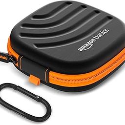 Amazon Basics Earphone Carrying Case - Multi Purpose Pocket Storage with Carabiner Hook, Travel Organizer for Earphones, Pen Drives, Memory Card, Cable (Black)-23