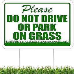 Please Do Not Drive or Park On Grass Yard Sign With Stakes Double Sided Stay Off Grass Lawn Sign Keep Off-image-28