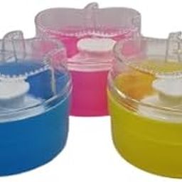 VIRTI MINI ME Apple-Shaped Small Powder Puff with Storage Case | Pink, Blue, Yellow | Free Plastic Container with Lid – Easy Grip & Travel Friendly | Suitable for New Born (Any One) (Multicolor)-1