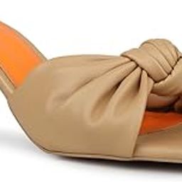 Women Beige Party And Club Wear Solid Square Heeled Mules-image-97