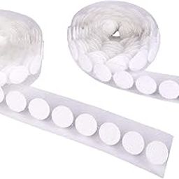 Creative Self Adhesive Hook and Loop Pair Dots of 13mm Diameter of Circle | White Color | 1 Meter Length | 60 Pair of Dots |-image-0