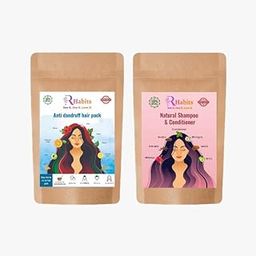 RHabits Anti-Dandruff Hair Pack (18 Herbs) + Natural Shampoo & Conditioner - Herbal Hair Care Combo for Flake-Free Scalp-4