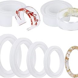 Gartful 6PCS Large Bracelet Resin Molds, Round C Font Silicone Jewelry Mold for Epoxy Casting, Silicone Bangle Mold for Making DIY Crafts Supplies, 6 Sizes-image-2