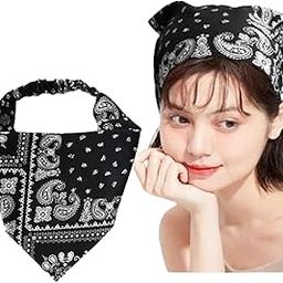 FUTURE TABS Yoga Headband - Bohemian Paisley Sports Sweatband for Women - Black-19