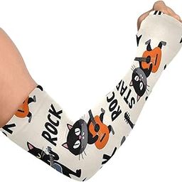 Cooling Arm Sleeves for Men Women UV Sun Protection Arm Covers Cat Playing Guitar Compression Sleeves Sports Football Golf Cycling-image-20