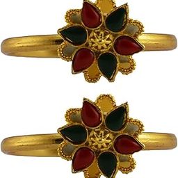 Golden Brass Stone Stud Toe Ring Size Free Designer Toe Rings Set |Fashionable & Durable Jewelry for Women Sku-toe35-image-86