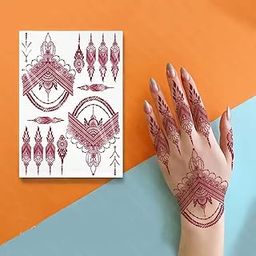 VOORKOMS Triangle Shape With Flower Mandala Mehndi Termporary Tattoo Stiker For Girls & Women Tattoo-image-67