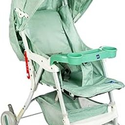 Mee Mee Baby Stroller 0-3 Years with 3 Level Adjustable Backrest & Canopy | Pram Kids | Infants | Fully Rotational Swivel Wheel Reversible Handlebar | Large Spacious Storage Basket | Comfy Padding ( Green )-40