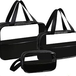 HIMART Set of 3 Multipurpose Transparent Toiletry Hand bag for Women & Men Travel Pouch Makeup Cosmetic Bag Travel Organizer pouch.-image-40