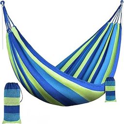 Sugalsu Garden Cotton Hammock Comfortable Fabric Hammock with Rope for Hanging Sturdy Hammock, Portable Hammock with Travel Bag for Camping Outdoor/Indoor Patio Backyard(Blue)-25