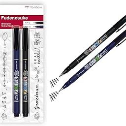 Tombow WS-BHS-2P Fudenosuke Hard and Soft Tip Brush Pen - Black-image-11