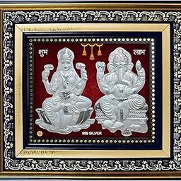 ARTSMINE 999 Silver Ganesh Lakshmi Photo Frame For Pooja Room, Frame For Home & Office Decor, Size L*H - 22 * 22 CM (8.5 * 8 Inch) Silver Purity Certificate, Wedding & Corporate Gift-image-71