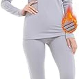 Thermal Underwear Set for Women Fleece Lined Long Johns Ultra Soft Light Gray X-Large-image-93