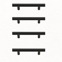 BRIGHT VISION H Type Luxurious Cabinet Handle-Pull Handle-Kitchen Drawers 12mm Round and 100mm Length with Screw (Black, Pack of 4)-image-67