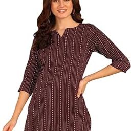 VHD IMPEX Women’s New Fancy Trending Bollywood Dobby Printed Cotton Straight Designer Short Tunic-image-19