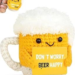 INOCEAN Crochet Toys、Emotional Support Gift, Emotional Support Gift, Handmade Beer Mug Ornament, 10 cm x 7 cm Desk Decor for Home, Office, or Study, Unique Crochet Toys for All Occasions-10