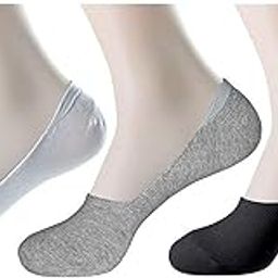 Men's and Women's Anti Slip Cotton Loafers No Show Socks (Black, Grey and White , Free Size )- Pack of 3 Pairs-image-87