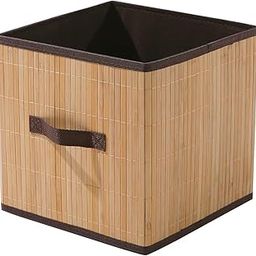HomeStorie Eco-Friendly Foldable Natural Bamboo Cube Storage Basket Bins Organizer (Brown, 11X11 Inches).(Bamboo)-18