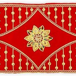 Bhakti Lehar (12 x 18 Inch) Embroidered Red Velvet Cloth for Pooja and God Idol/Puja Aasan Kapda/Chawki Altar Red Puja Cloth for Mandir, Temple and Other Puja Rituals (Pack of 1)-image-19